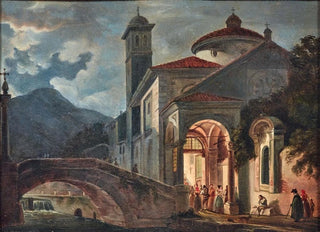 Giovanni Migliara - Figures at the Entrance to a Church.webp