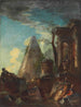 Un caprice de ruines classiques avec la pyramide de Cestius au-delà - Giovanni Paolo Panini — näkymä teoksesta