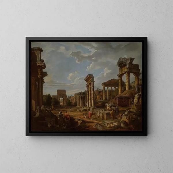 Un caprice du Forum romain - Giovanni Paolo Panini — kehystetty taideteos seinällä