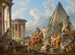 Un caprice avec saint Paul prêchant aux Romains avec le temple de Vesta et la pyramide de Caius Cestius - Giovanni Paolo Panini — näkymä teoksesta