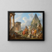 Un caprice avec saint Paul prêchant aux Romains avec le temple de Vesta et la pyramide de Caius Cestius - Giovanni Paolo Panini — kehystetty taideteos seinällä