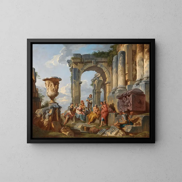 Un caprice avec saint Pierre prêchant aux Romains - Giovanni Paolo Panini — kehystetty taideteos seinällä