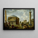 Fantastinen maalaus Panthéonista ja muista muinaisen Rooman monumenteista - Giovanni Paolo Panini — kehystetty taideteos seinällä
