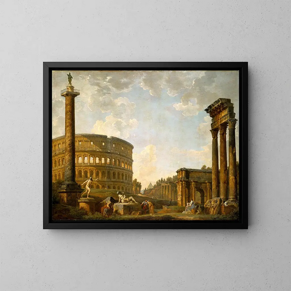Caprice romain: Le Colisée et autres monuments - Giovanni Paolo Panini — kehystetty taideteos seinällä