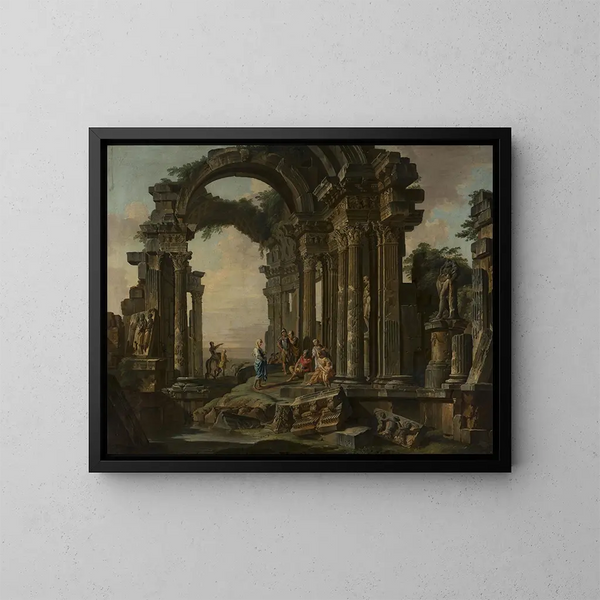 Roomalaiset rauniot - Giovanni Paolo Panini — kehystetty taideteos seinällä