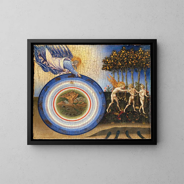 La Création du monde et l'Expulsion du paradis - Giovanni di Paolo — kehystetty taideteos seinällä