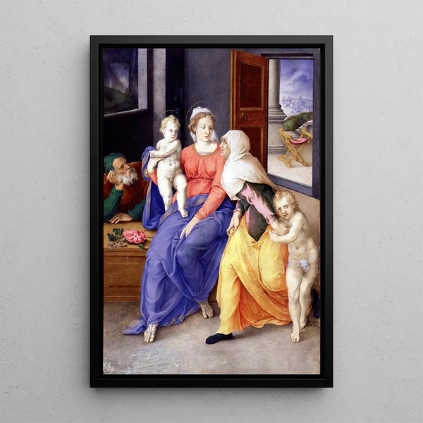 Sainte Famille avec Sainte Isabelle et Saint Jean - Giulio Clovio — kehystetty taideteos seinällä