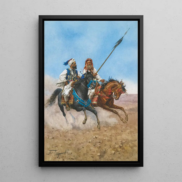 Arabian ratsastajat - Giulio Rosati — kehystetty taideteos seinällä