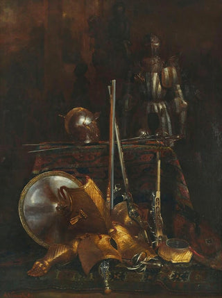 Giuseppe Adolfo Feragutti Visconti - Still life of armor and gun elements.webp
