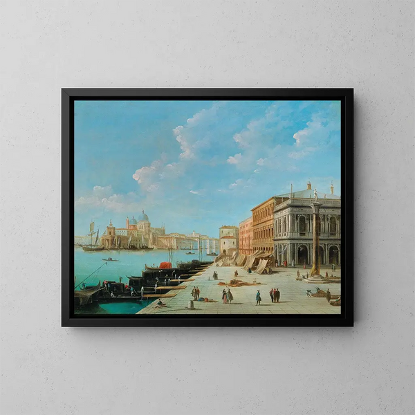 Le Molo vu depuis la Zecca avec la colonne de Saint Théodore à Venise - Giuseppe Bernardino Bison — kehystetty taideteos seinällä