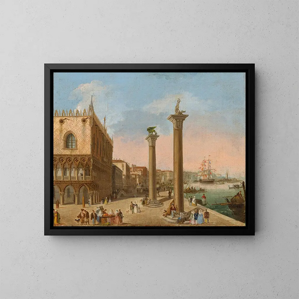 Le Môle vers la Riva degli Schiavoni à Venise - Giuseppe Bernardino Bison — kehystetty taideteos seinällä