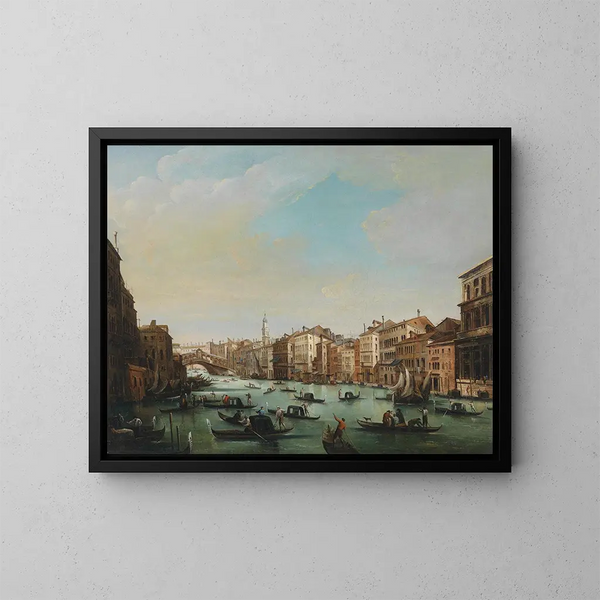 Venetsia, Grand Canal Rialto-sillalla - Giuseppe Bernardino Bison — kehystetty taideteos seinällä