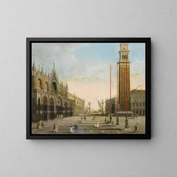 Näkymä San Marco -aukion Piazzetta ja San Giorgio Maggiore taustalla - Giuseppe Bernardino Bison — kehystetty taideteos seinällä