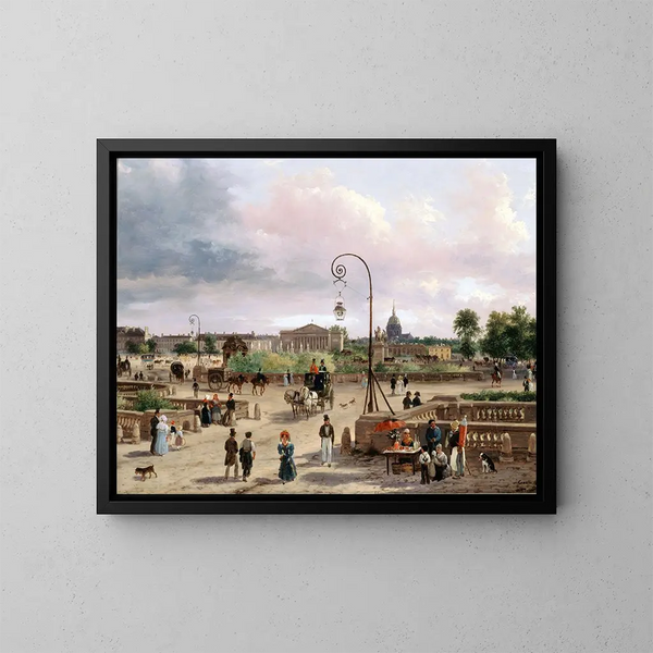 La place Louis XVI, place de la Concorde en 1829 - Giuseppe Canella — kehystetty taideteos seinällä