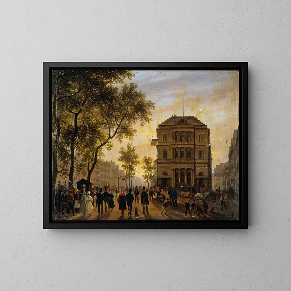 Teatteri Le Théâtre de l'Ambigu-Comique ja boulevard Saint-Martin - Giuseppe Canella — kehystetty taideteos seinällä