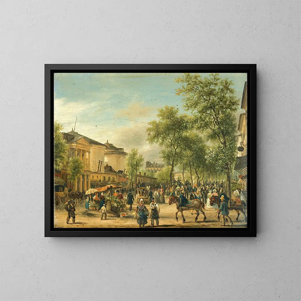 Näkymä Pariisista Montmartre-bulevardilta - Giuseppe Canella — kehystetty taideteos seinällä