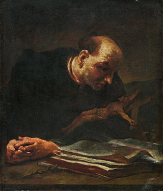 Giuseppe Maria Crespi - Saint in Prayer before a crucifix.webp