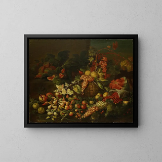 Giuseppe Ruoppolo - Still Life With Fruit Basket In Front Of A Wall.webp