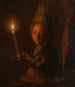 Tytär kynttilä palamassa - Godfried Schalcken — näkymä teoksesta