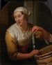 Nainen myymässä silliä - Godfried Schalcken — näkymä teoksesta