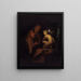 Nuori mies ja nainen opiskelemassa Venus-veistosta lamppujen valossa - Godfried Schalcken — kehystetty taideteos seinällä