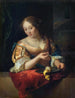 Nuori nainen sitruunan kanssa - Godfried Schalcken — näkymä teoksesta