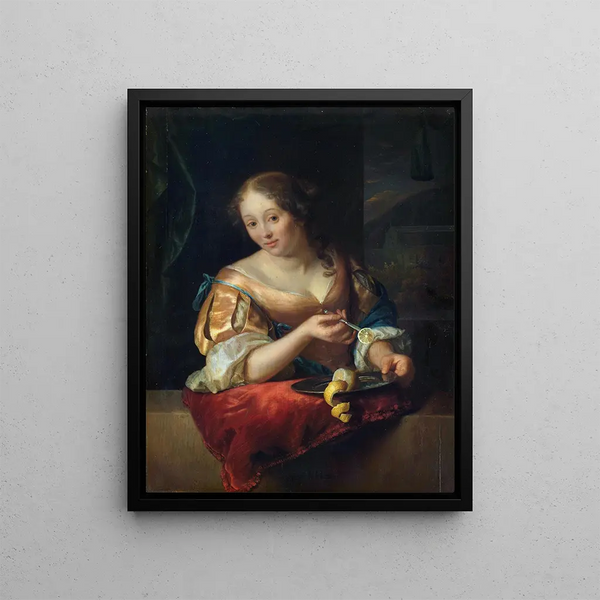 Godfried Schalcken - Young Woman with Lemon.webp