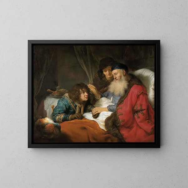 La bénédiction de Jacob par Isaac - Govert Flinck — kehystetty taideteos seinällä