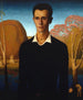 Arnold Pyle joen edessä, jossa kaksi miestä uivat alasti - Grant Wood — näkymä teoksesta