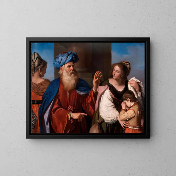 Abraham chassant Agar et Ismaël - Guercino — kehystetty taideteos seinällä