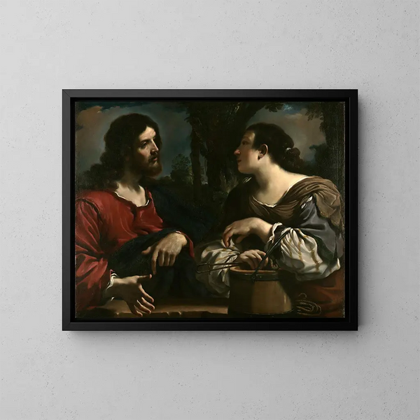 Le Christ et la femme de Samarie - Guercino — kehystetty taideteos seinällä