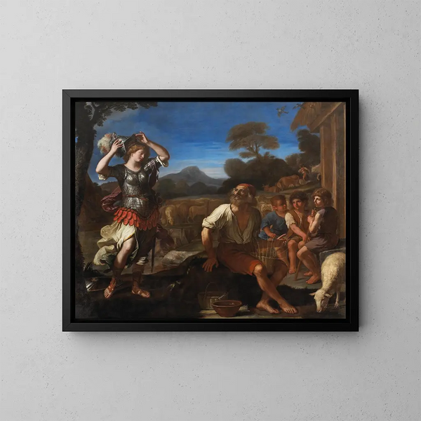 Erminia ja paimenet - Guercino — kehystetty taideteos seinällä