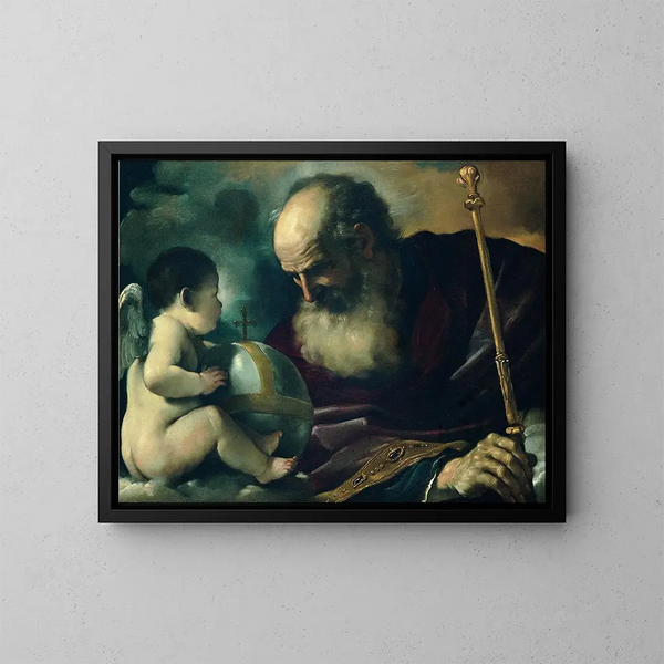 Jumala Isä ja enkeli - Guercino — kehystetty taideteos seinällä