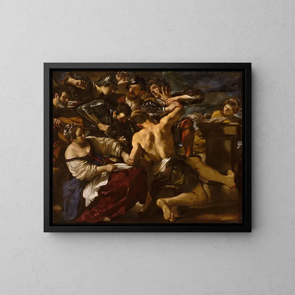 Guercino Samson Maalaus vangittu filistealaisten toimesta — kehystetty taideteos seinällä