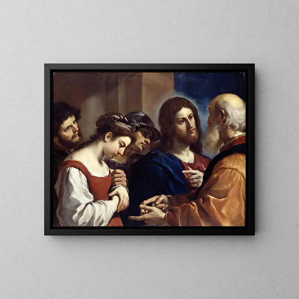 La femme adultère - Guercino — kehystetty taideteos seinällä
