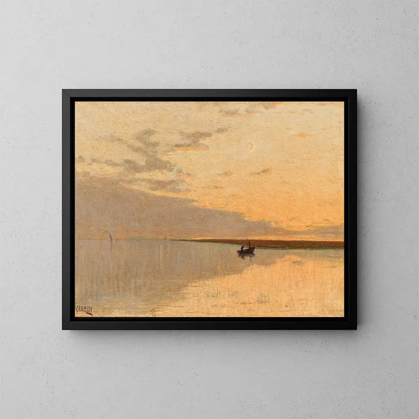 Bateau au crépuscule - Guglielmo Ciardi — kehystetty taideteos seinällä