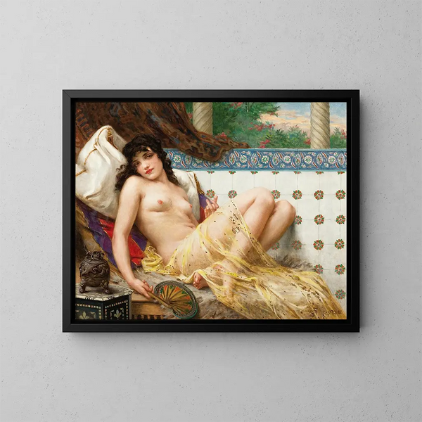 Odalisque au éventail - Guillaume Seignac — kehystetty taideteos seinällä