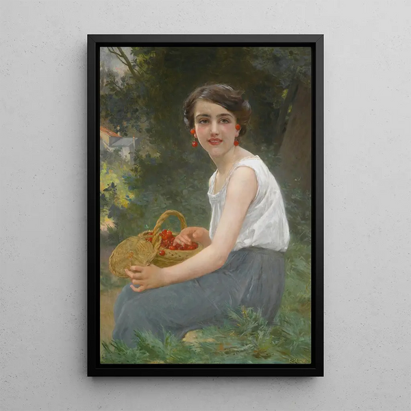 Kirsikkatyttö - Guillaume Seignac — kehystetty taideteos seinällä