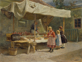 Au stand de pain d'épices - Gustav August Hessl — näkymä teoksesta