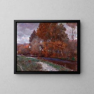 Sur la Krems - Gustav Bamberger — kehystetty taideteos seinällä