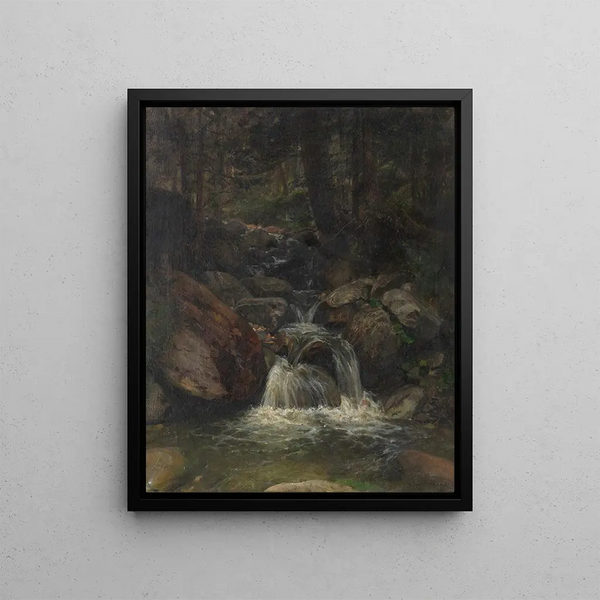 Gustav Friedrich Papperitz - Waldinneres mit Wasserfall.webp