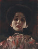 Neito kasvojen edessä poimutetussa mekossa - Gustav Klimt — näkymä teoksesta