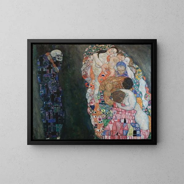 Kuolema ja elämä - Gustav Klimt — kehystetty taideteos seinällä