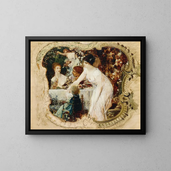 Studien für das städtische Theater von Karlsbad - Gustav Klimt — kehystetty taideteos seinällä