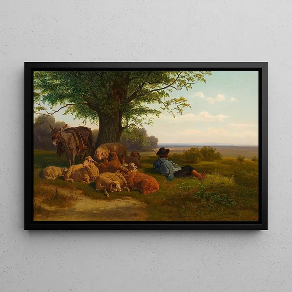 Gustav Ranzoni - Schafhirte mit Herde bei der Mittagsrast.webp
