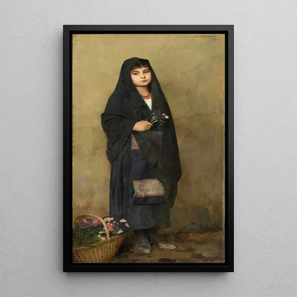 La Fille aux fleurs - Gustave-Claude-Étienne Courtois — kehystetty taideteos seinällä