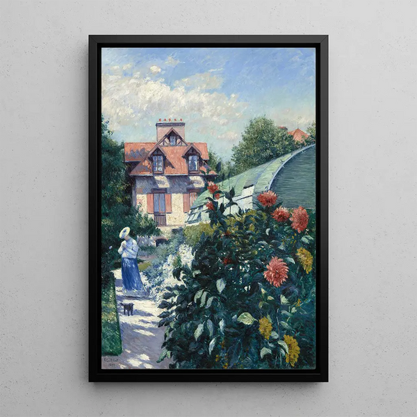 Daliat Petit-Gennevilliersin puutarhassa - Gustave Caillebotte — kehystetty taideteos seinällä