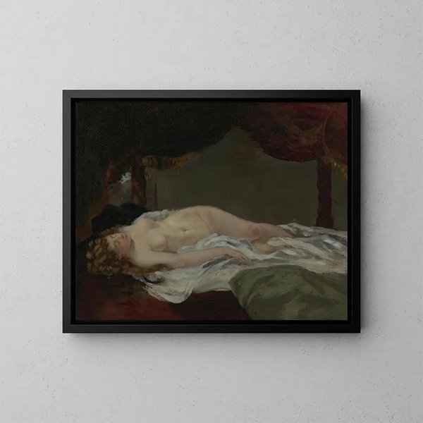 Nainen nukkumassa - Gustave Courbet — kehystetty taideteos seinällä