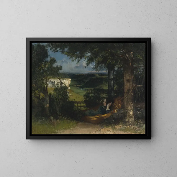 Nainen riippumatossa - Gustave Courbet — kehystetty taideteos seinällä