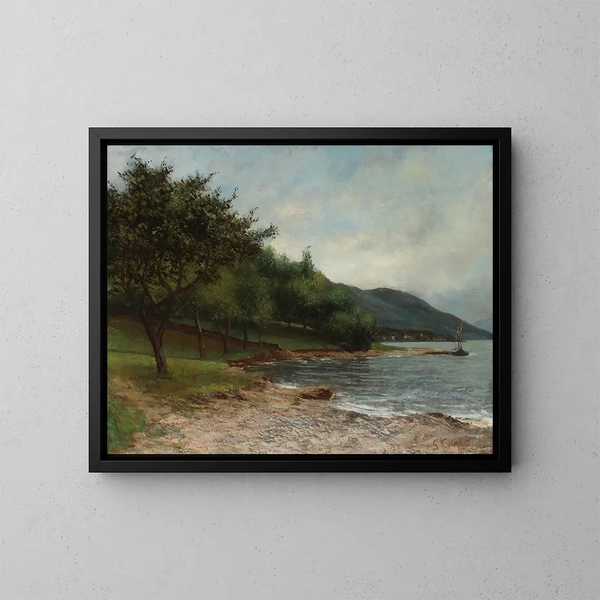 La Rive du lac Léman - Gustave Courbet — kehystetty taideteos seinällä